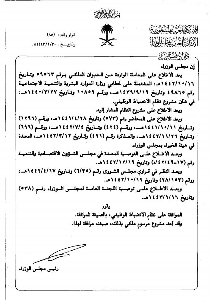 نظام الانضباط الوظيفي هيئة الخبراء